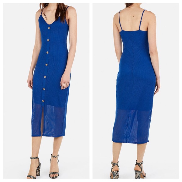 Nwt Express Ribbed Button Front Midi 